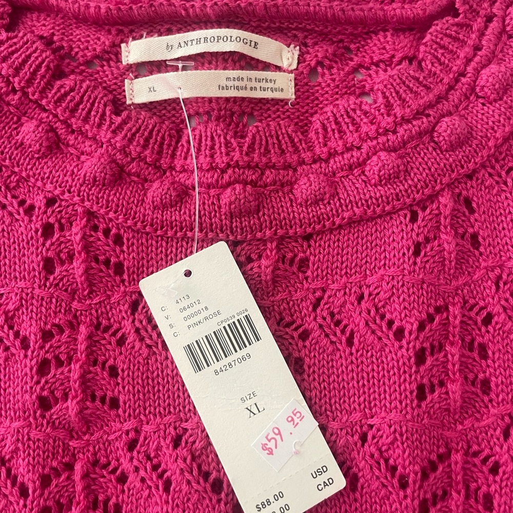 Anthropologie Pink Ruffled sweater top - Picture 8 of 9